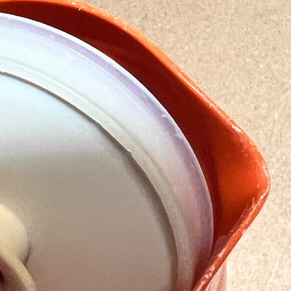 Tupperware kids Doll Toy Tuppertoys Mini Pitcher 1399 5" Orange Push Button Lid - Picture 5 of 10